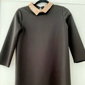 Black long sleeve dress with sequin collar